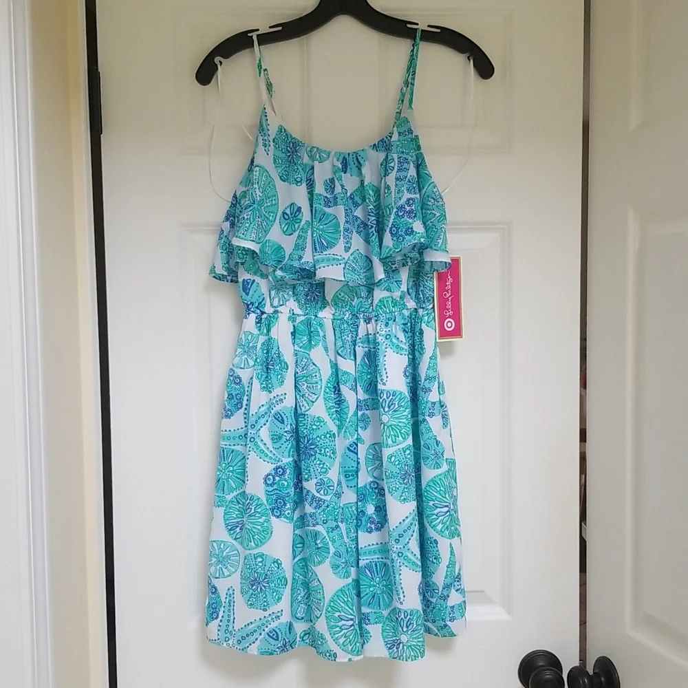 Lilly Pulitzer For Target Sea Urchin Ruffle Blue Seashell Dress - Picture 2 of 14